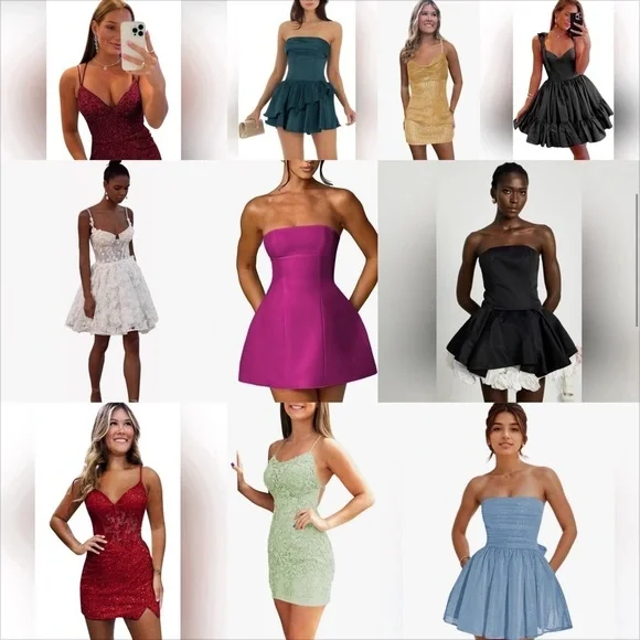 New Appliques Prom Dresses Short Tulle Homecoming Party Cocktail Gowns - Picture 11 of 14